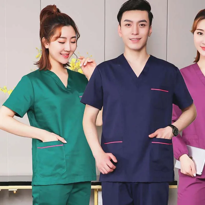 

Medical Uniforms Men Surgical Uniform Woman Medical Suit Short Sleeve Scrubs Cotton Veterinary Workwear Dentistry Nurse Clothes