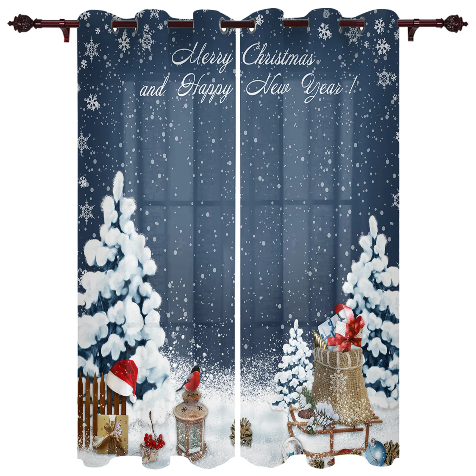 

Рождественские снежинки, подарок, занавески на окна, рождественские украшения для дома, занавески для гостиной, спальни, кухни, занавески