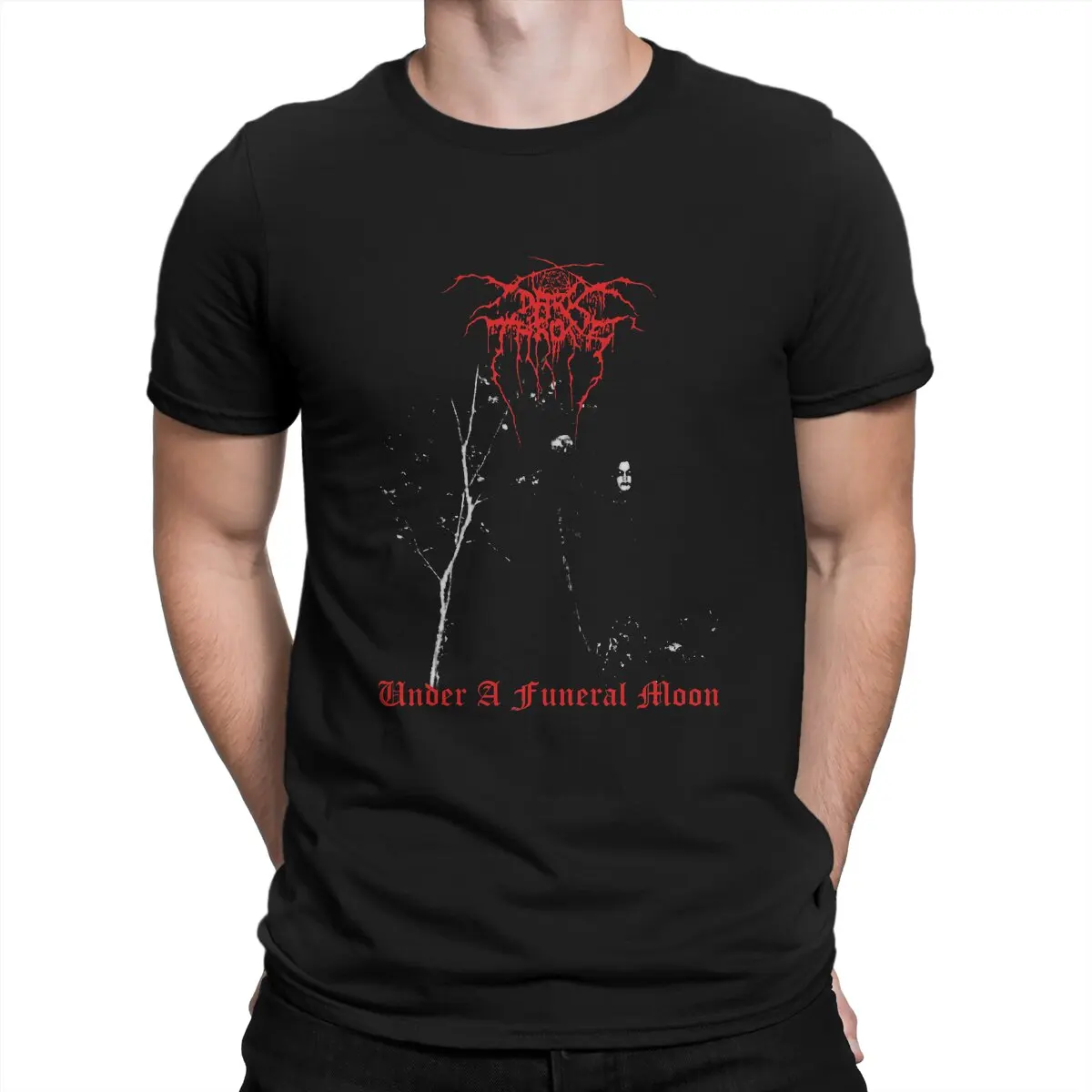 

Darkthrone Under a Funeral Moon T-Shirts for Men Death Metal Band Darkthrone Funny Pure Cotton Tees Crew Short Sleeve T Shirt