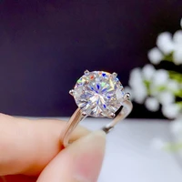 5ct moissanite large grain luxury ring 925 silver fashion design diamond high hardness gra certificate pass instrument tested