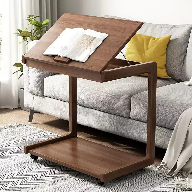 

Solid Wood Furniture Tea Coffee Table Sofa Corner Bedside Balcony Living Room Side Cabinet Movable Learning With Wheels