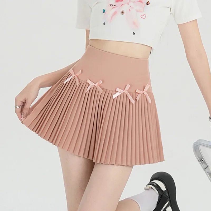 Minifalda corta с lazo для женщин плиссированная юбка высокой талией элегантная