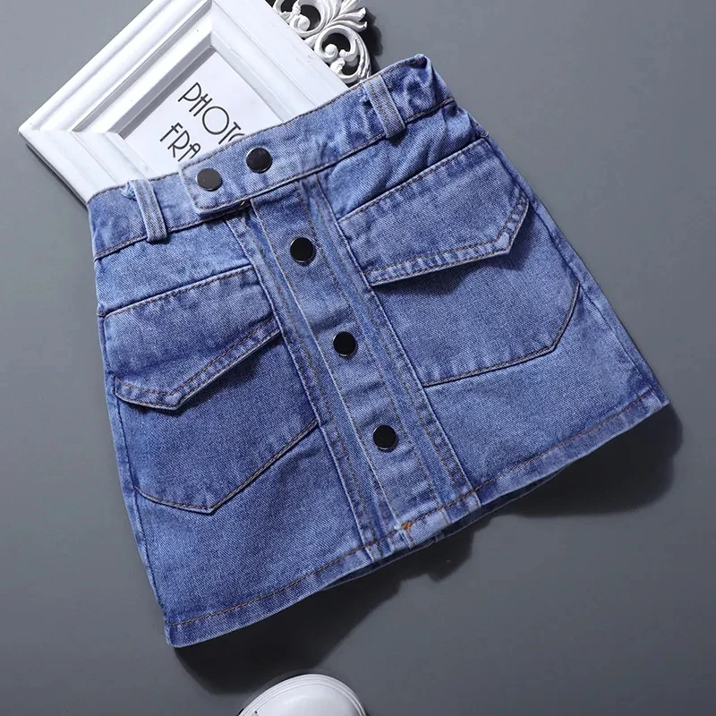 

Girls' Half length Skirt 2023 New Summer Dress Girls' Baby Short Skirt Denim Skirt Children's Fashionable Wrapped Hip Skirt