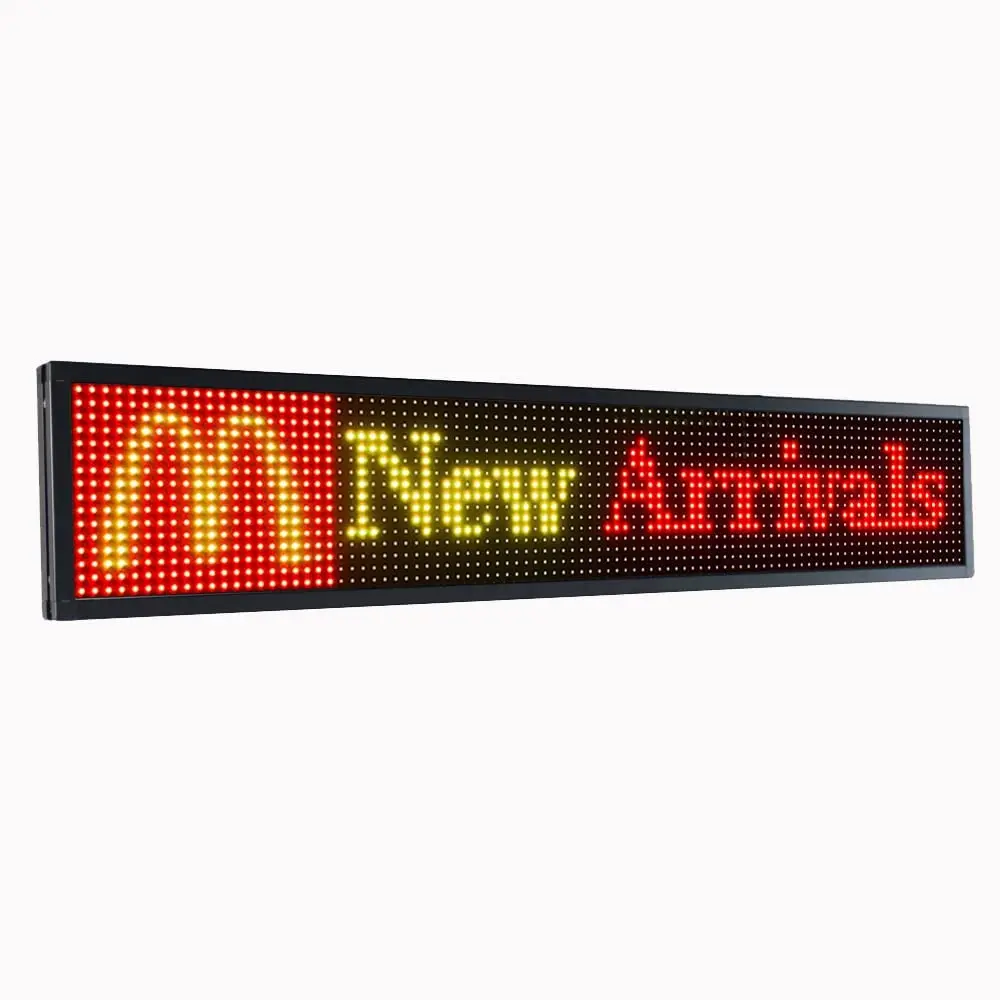 P10 LED Display with USB FULL Color Sign Fast Programmable Digital LED Display Use For Storefront Business Window Bar(100x20cm)