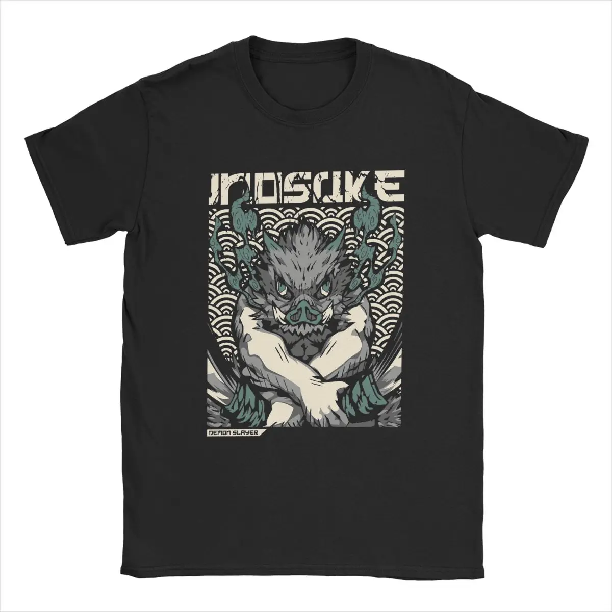

Футболка Inosuke с изображением дыхания из чудовища, убийца демонов, мужская хлопковая винтажная футболка с круглым вырезом, Kimetsu No Yaiba, футболка, топы с короткими рукавами