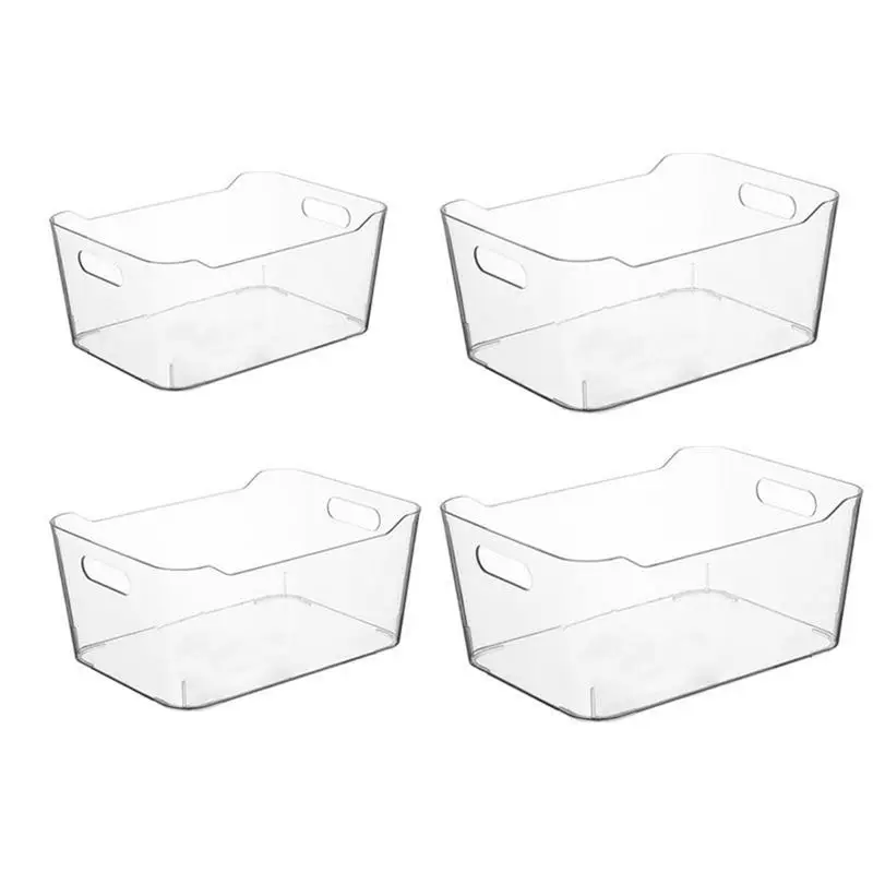 

Multi-Use Organizer Bins 4pcs Pantry Organizer Clear Storage Containers With Handle Organization And Storage Containers Clear