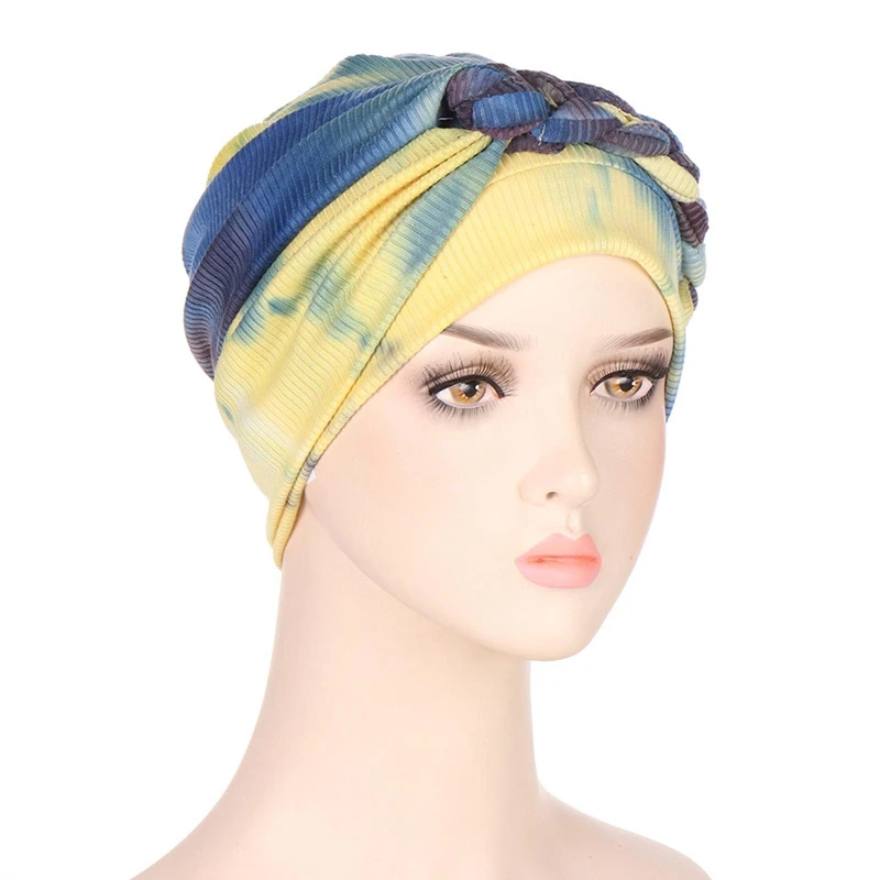 

Chemo Cancer Hat Beanies Head Scarf for Muslim Women Turban Braids Bonnet Tie Dye Stretch Head Scarf Arab Head Wrap Turbantes