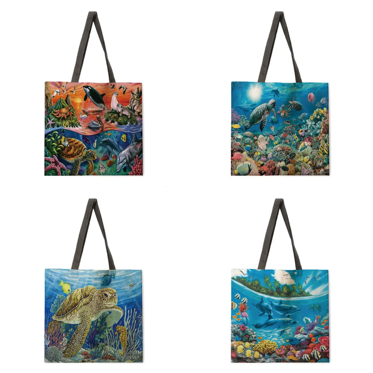 

Ocean shell printed handbag Women's casual handbag Women's shoulder bag Foldable shopping bag Beach bag handbag