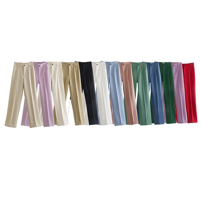 

Summer Women's 2023 New Casual Slim Straight High-Waisted Suit Trousers Zip Trousers Thin Section Professional Office Wear