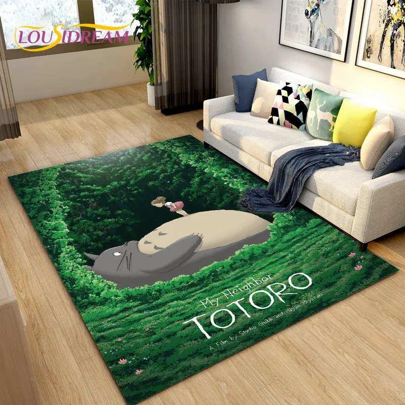 

My Neighbor Totoro Anime Cartoon Area Rug,Carpet Rug for Living Room Bedroom Sofa Doormat Decoration, Kids Non-slip Floor Mat