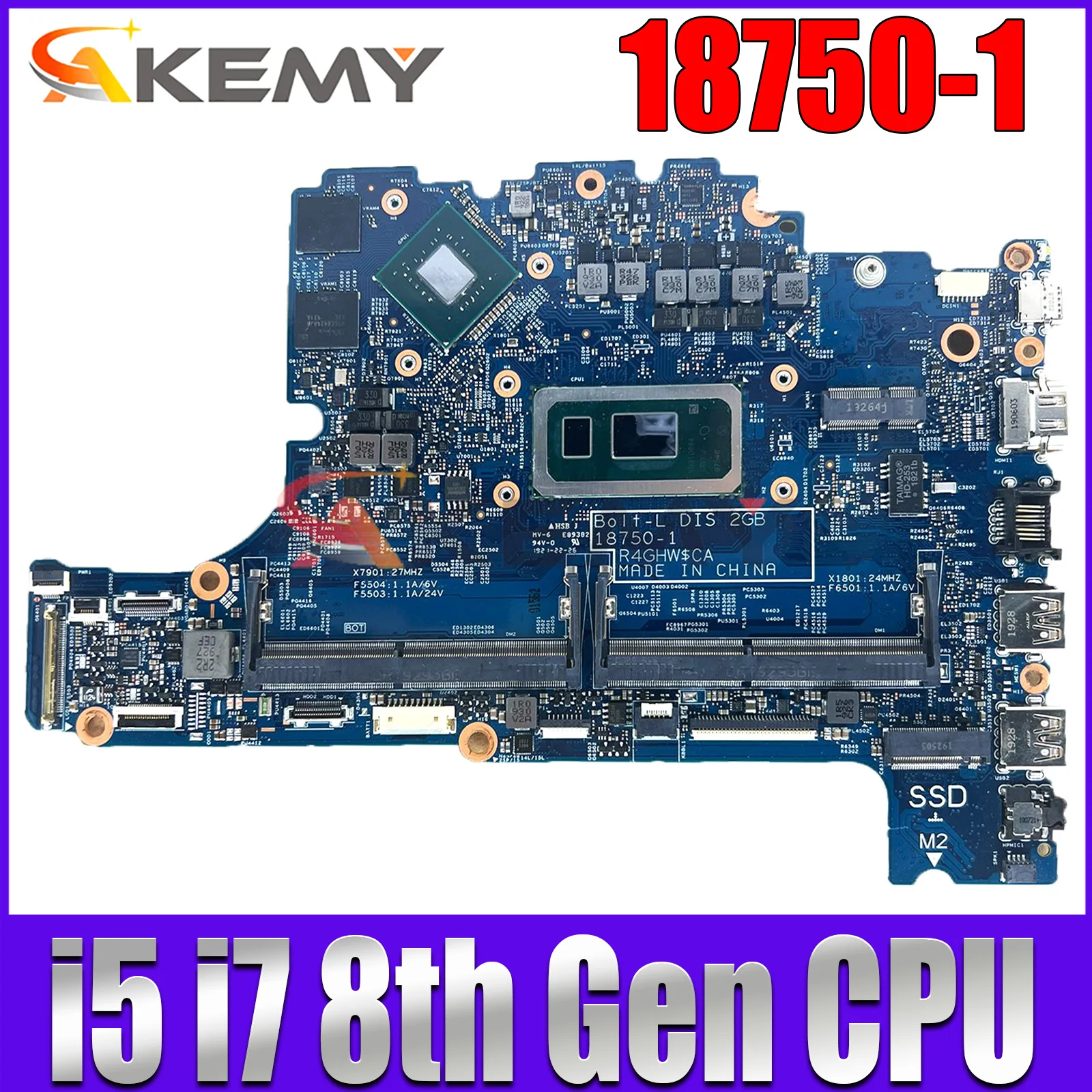 

18750-1 0kvn26 Mainboard.for Dell Latitude 3400 3500 Laptop Motherboard.I7-8565U I5-8265U CPU. N16S-GTR-S-A2 MX130 2G GPU
