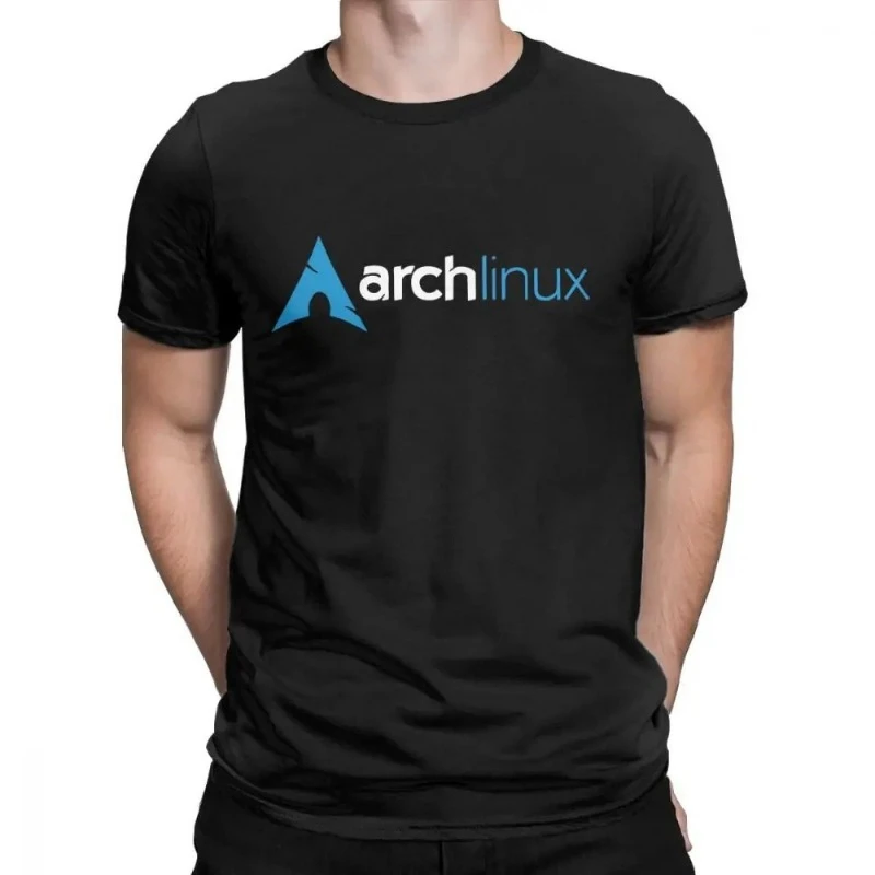 Фото Классическая футболка с принтом Arch Linux для мужчин, приталенная, с коротким рукавом, круглым вырезом, из чистого хлопка, европейский стиль №1