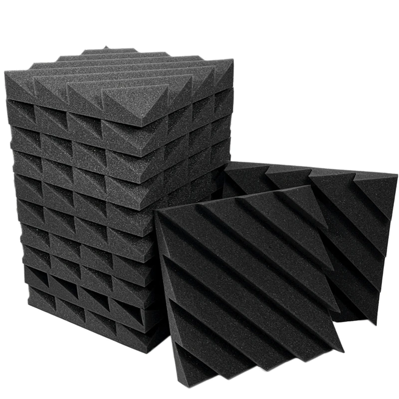 

12Pcs Studio Acoustic Foam 12 X 12 X 2 Inch Wedge Tile Soundproof Foam KTV Room Sound Absorbing Treatment Wall Panels