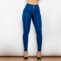 shascullfites butt lift jeans vintage dark blue zipper fly high waist elastic sexy dark thread denim fitness jeggings mujer