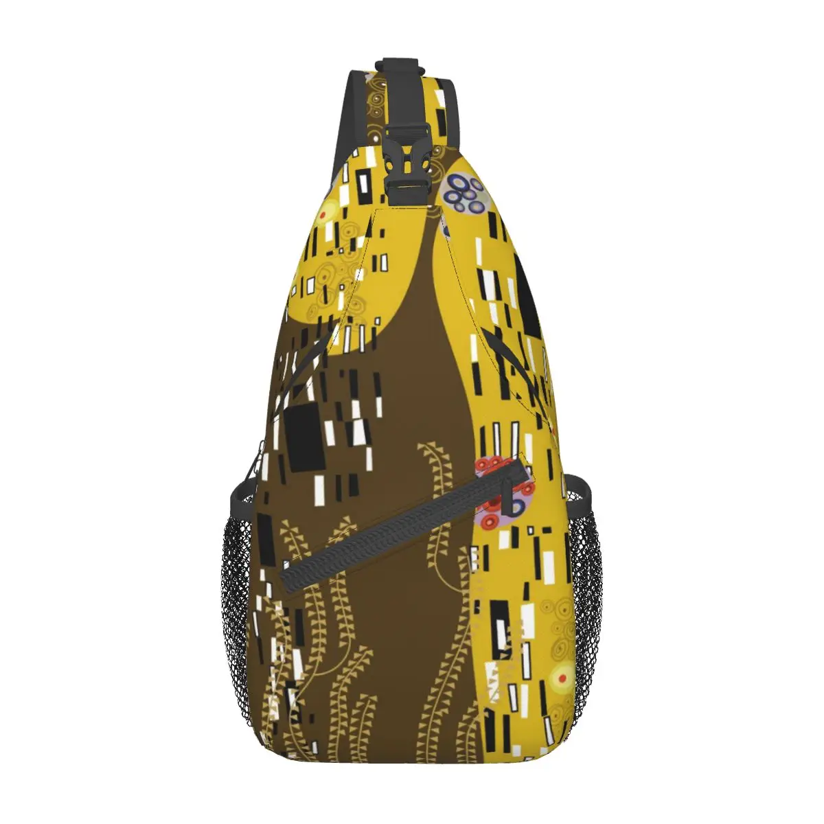 

Gustav Klimt Inspired Shoulder Bags Nouveau The Kiss Casual Chest Bag Male Sports Running Sling Bag Phone Print Small Bags