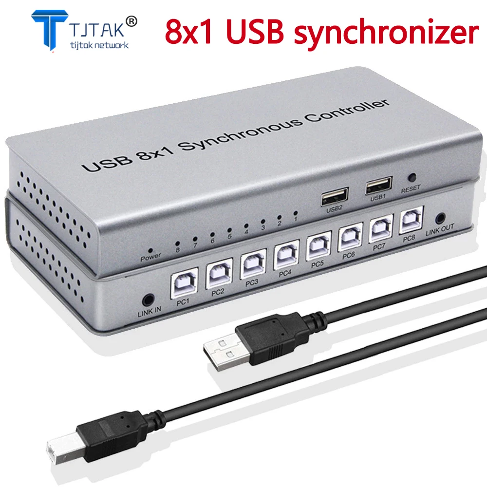8 Ports USB Synchronizer DNF Keyboard Mouse USB Shared Display Synchronization Controller KVM Switcher for Win7/8/10 Ma