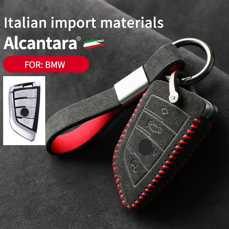 

Alcantara suede for bmw key case bmw key case suede 5 series 3 series 7 series 1 series x3x1x5x6 car key case clip cover buckle