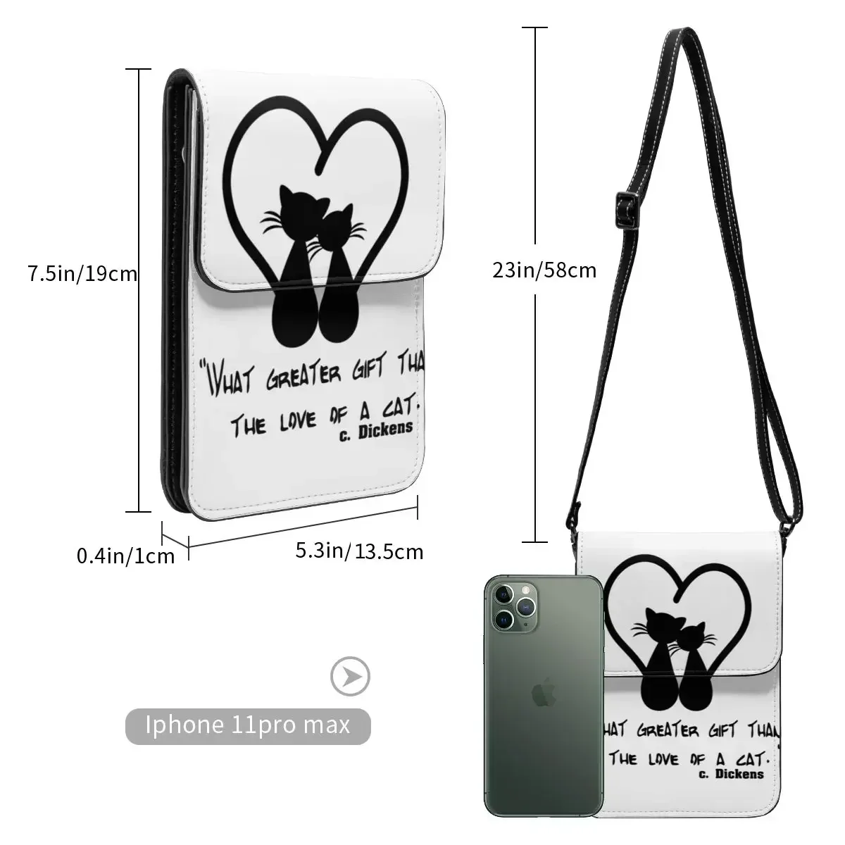 Сумка через плечо Love Of A Cat женская черная сумка для шоппинга с сердцем и любовью