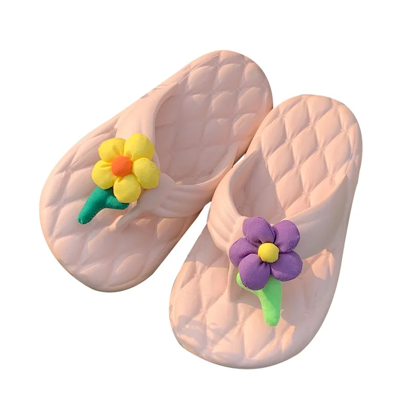 

A1610 Women's Summer Wear Ins Style Sweet Girl's Heart Flower Flower Flip Flop Fashion EVA Thick Bottom Pinch Foot Beach Slipper