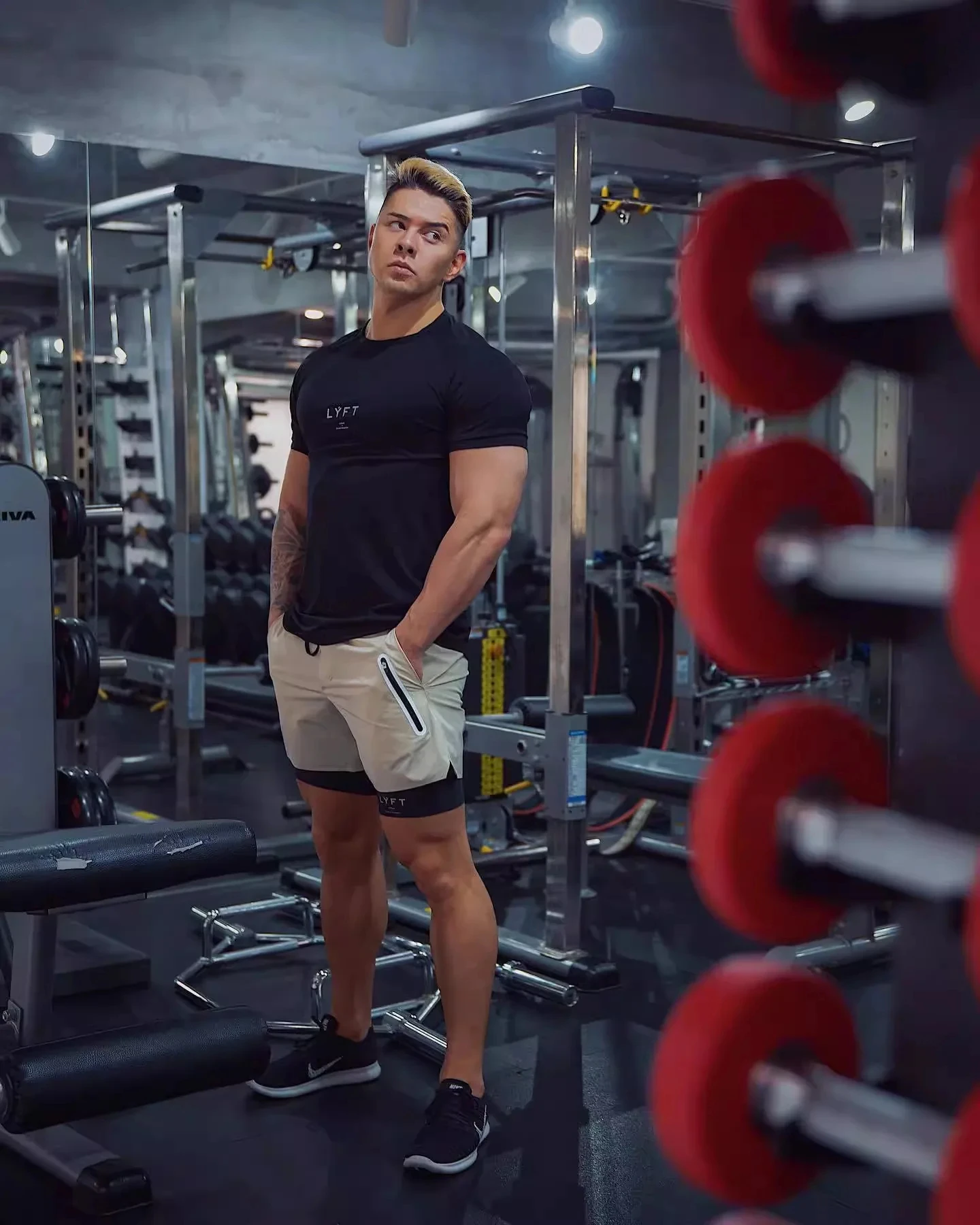 Мужские Двухслойные Тренировочные Шорты Эластичные Капри Для Фитнеса