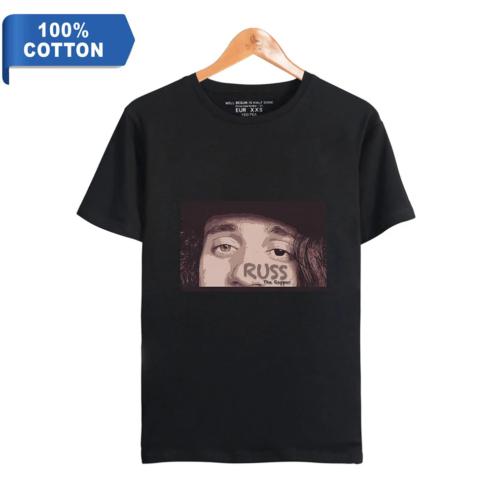 

Summer 100% Cotton High Quality T-shirt Russ T-shirt Rapper 2D Print Street Personality Men's T-shirt Round Neck T-shirt Tops