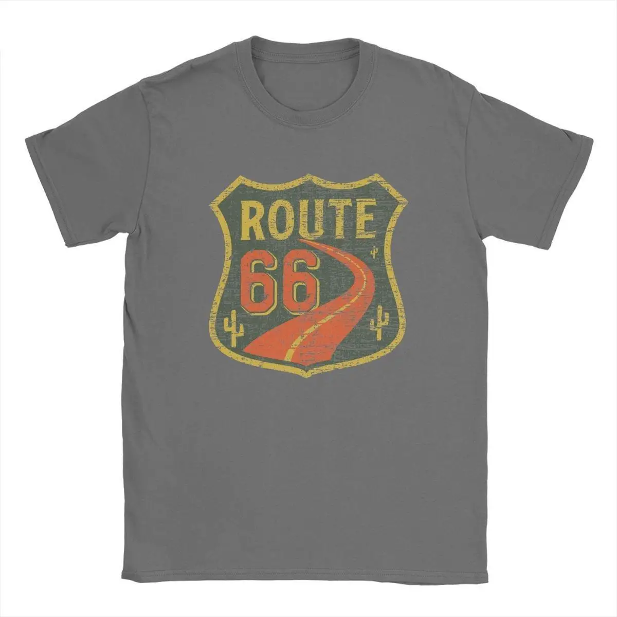 

Novelty Vintage Historic Route 66 Highway T-Shirt Men Round Collar Pure Cotton T Shirts Short Sleeve Tees Gift Idea Tops