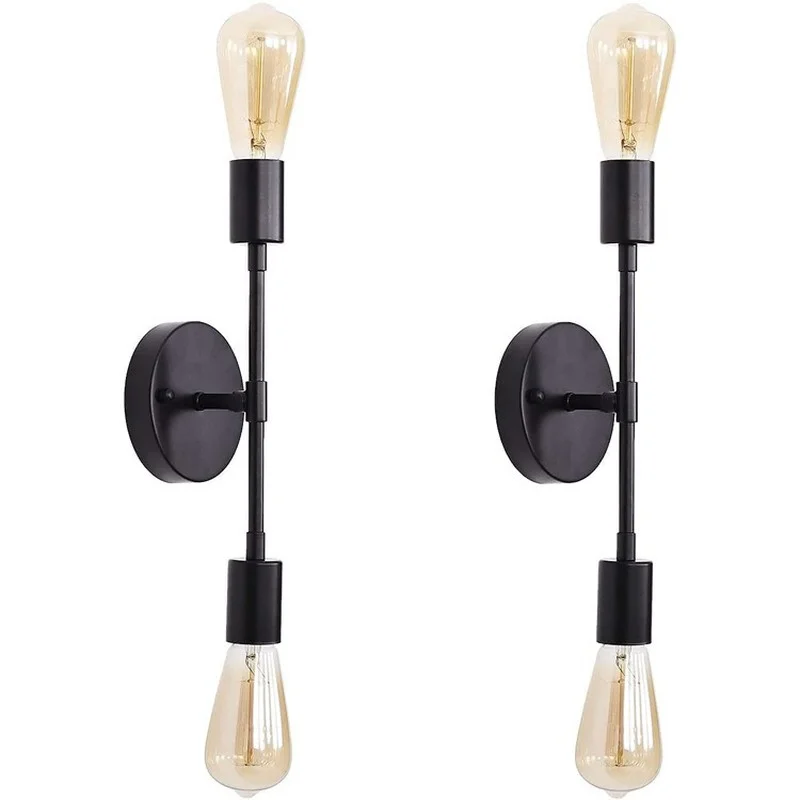 

Modern Simple Double LED Wall Lamp Nordic Bedroom Lamp Iron Art Bedside Bar Personalized Aisle Hallway StairsLight Fixtures