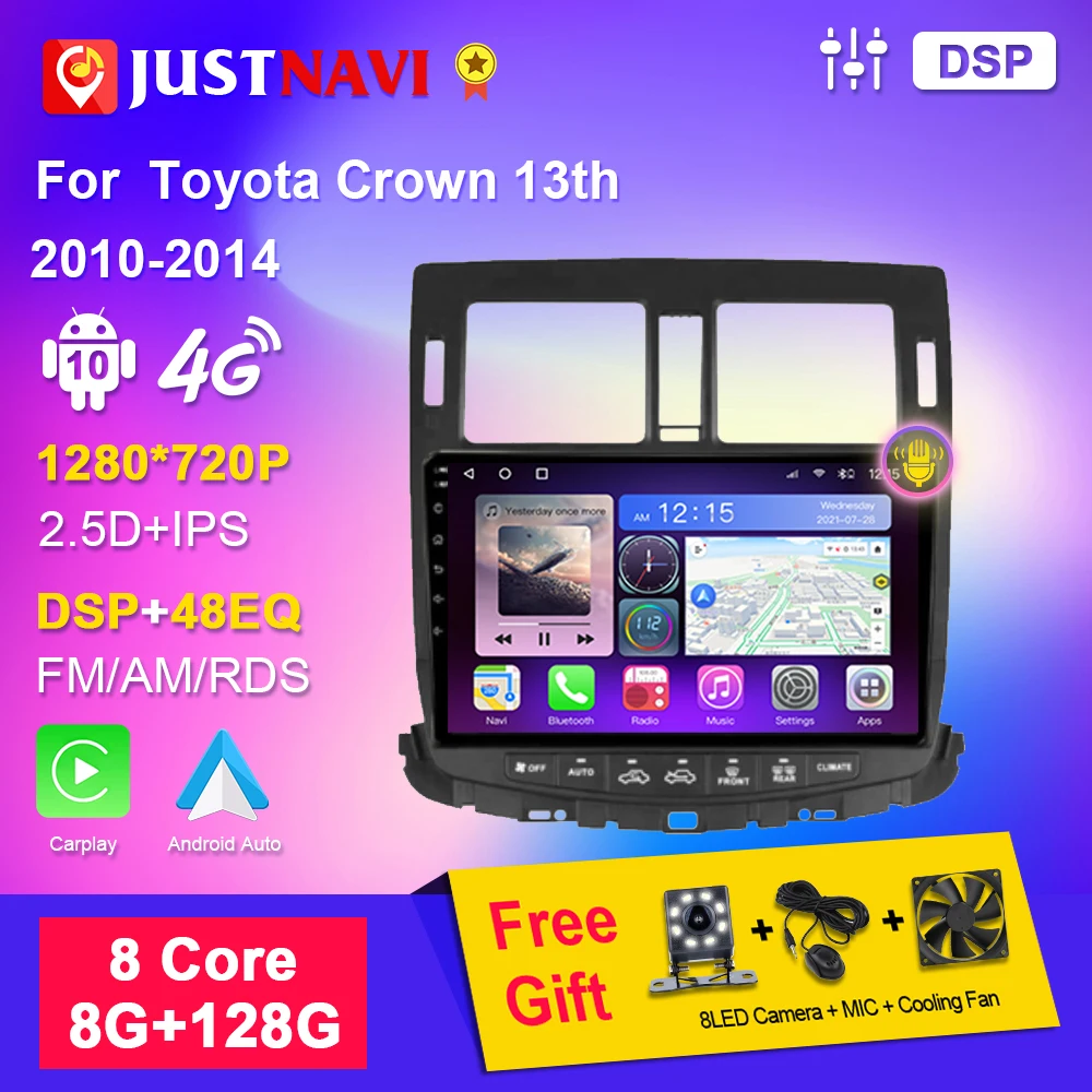 

Автомобильный радиоприемник JJUSTNAVI, Android 10, для Toyota Crown 13-го 2010-2014, мультимедийный плеер с навигацией, беспроводной Carplay, без DVD-плеера