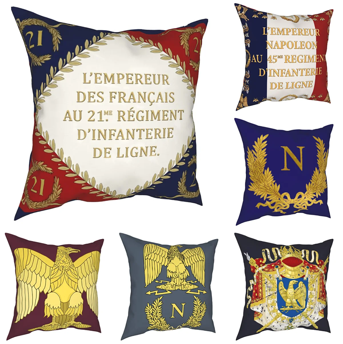 

French Empire Napoleon Pillowcase Cushion Cover Decor Historical Royal Standard Regimental Flag Throw Pillow Case Cover Home 18'