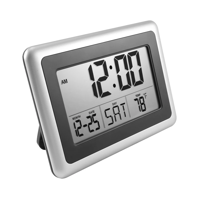 Цифровые настенные часы Atomic большой ЖК-дисплей работает от аккумулятора