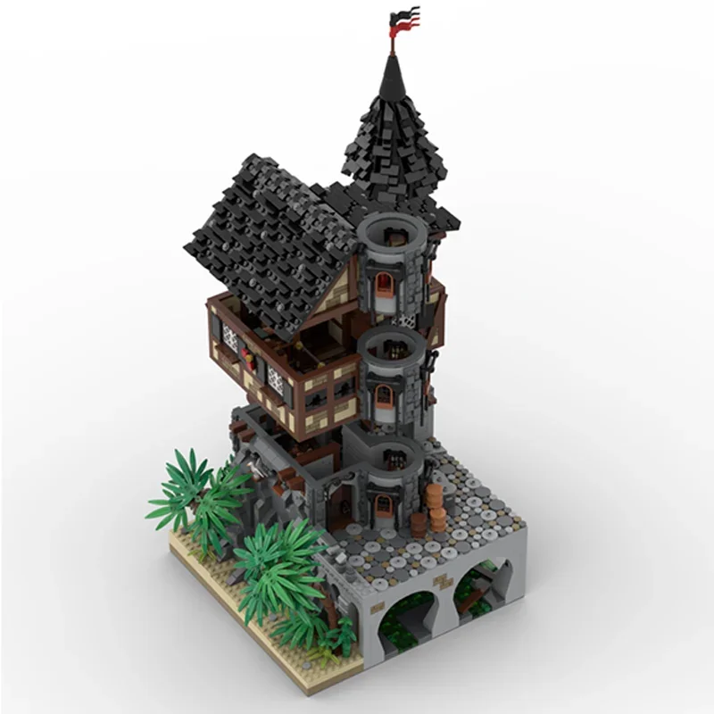 11944 шт. Moc средневековая пиратская серия порт соуда дома модель строительные