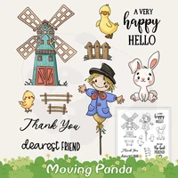 rabbit ducks farm cutting dies clear stamp scarecrow windmill scrapbooking stencil cut dies stamps diy decor card crafts