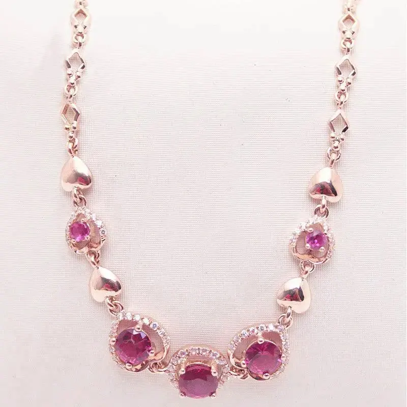 

Женский изысканный браслет из Красного камня, элегантный европейский браслет из 585 фиолетового золота 18 карат и розового золота с инкрустацией из чистого русского золота