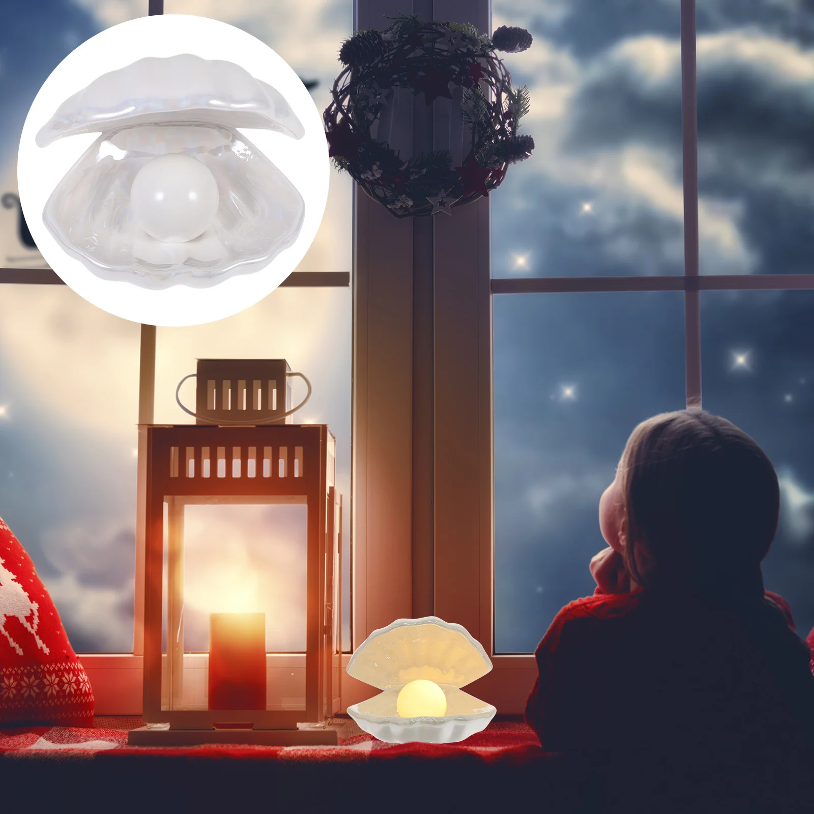 

White Shell Pearl Lamp Bedside Night Lamp Fairy Style Night Sleeping Lamp Decoration Party Atmosphere Clamshell Mist Night