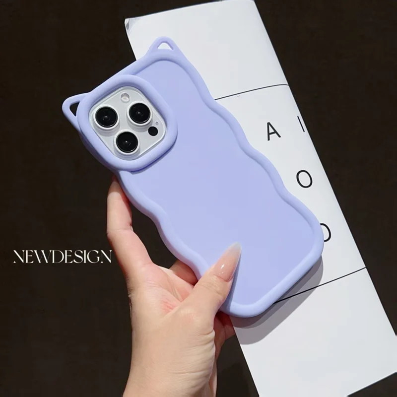 Фото 3D-чехол для телефона Infinix Hot 70 10 30 40 50 60 Pro Plus 12i 30i 40i 50i 60i с милыми кошачьими ушками, силиконовый, волнистый, конфетных цветов, мягкий №5