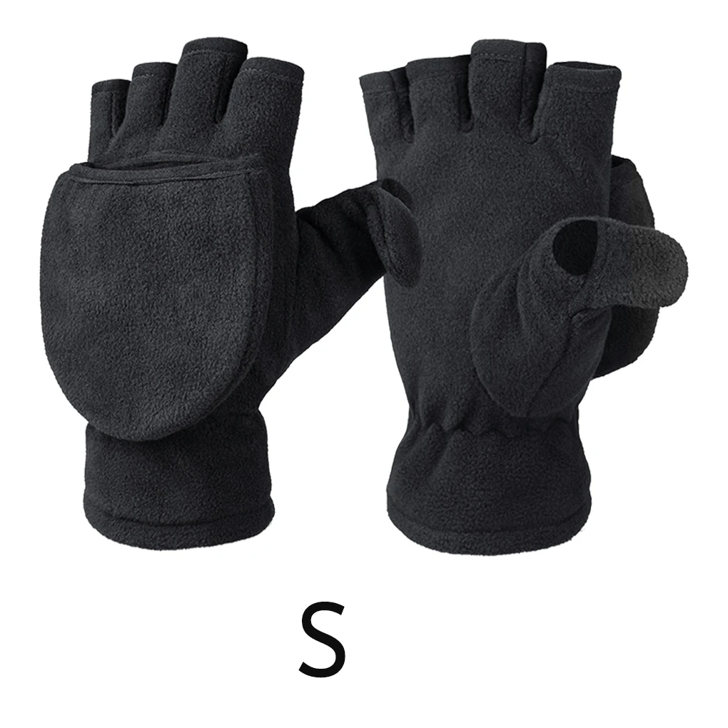 

Winter Warm Half Gloves Thermal Fleece Convertible Fingerless Glove Elastic Wristband Mitten Cycling Taking Picture