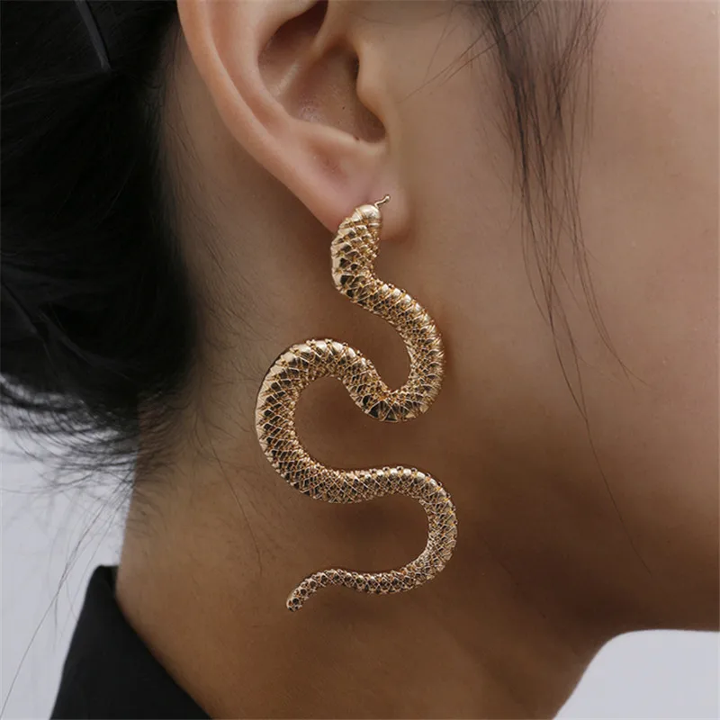 

Fashion Personality Distorted Geometry Hip-hop Earrings Female Snake Exaggerated Fashion Embossment Long Earrings