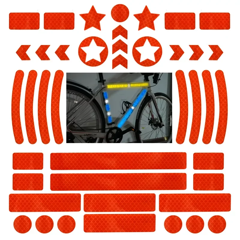 

Bike Reflective Stickers MTB Scooter Helmet Body Reflective Sticker Night Safety Grid Stripe Warning Strip Bicycle Reflector