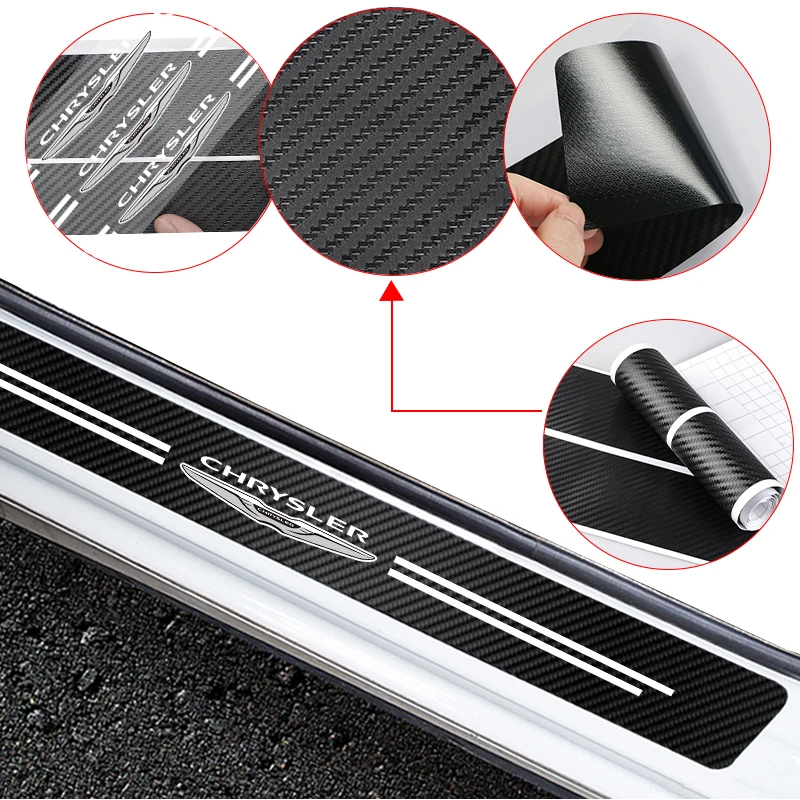 4pcs Car Door Threshold Protection Sticker Anti-Scratch Dirty For Chrysler 300c PT Cruiser Grand Voyager Pacifica Town Country - купить по