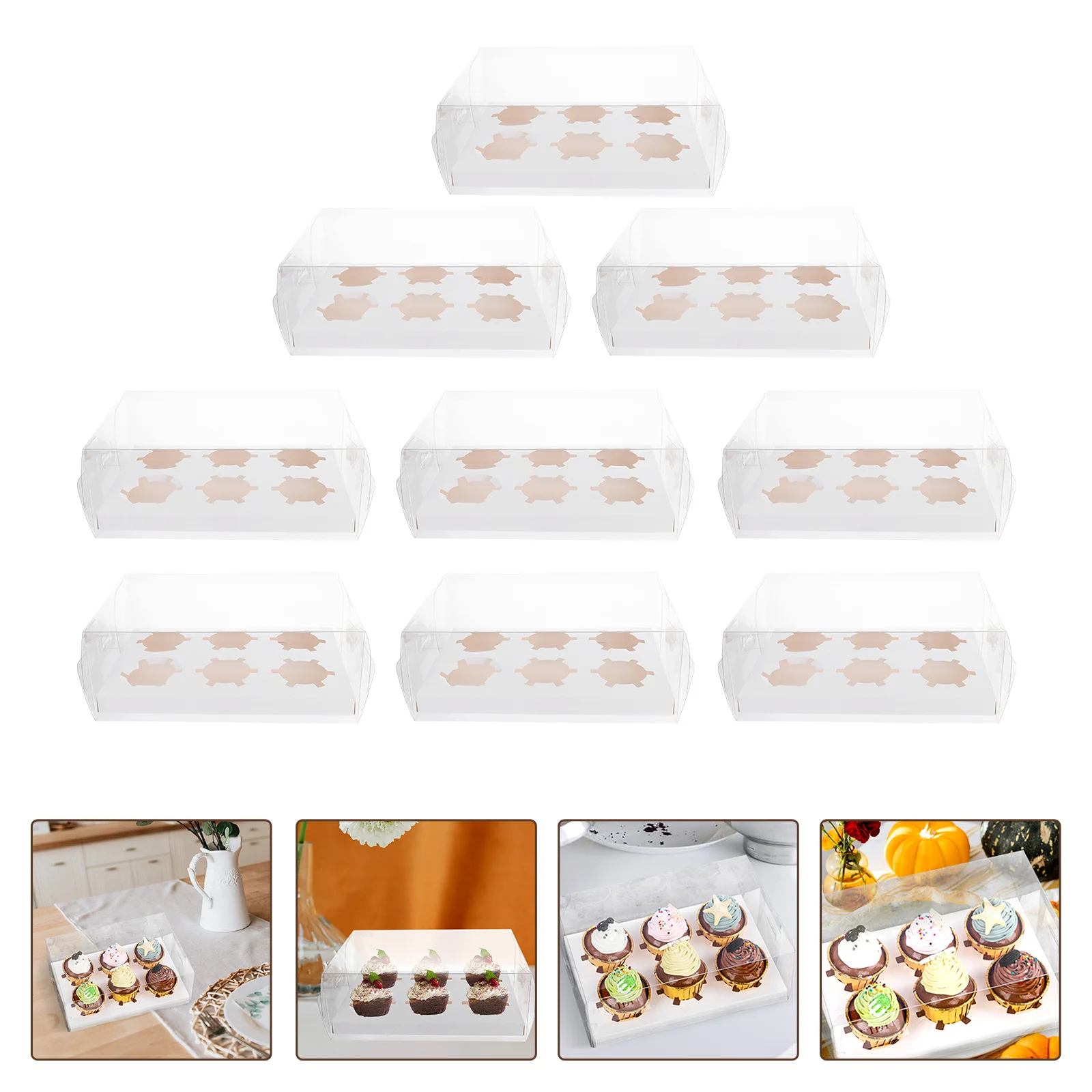 

10Pcs 6-hole Cake Packing Boxes Muffin Cupcake Holders Cake Wrapping Boxes