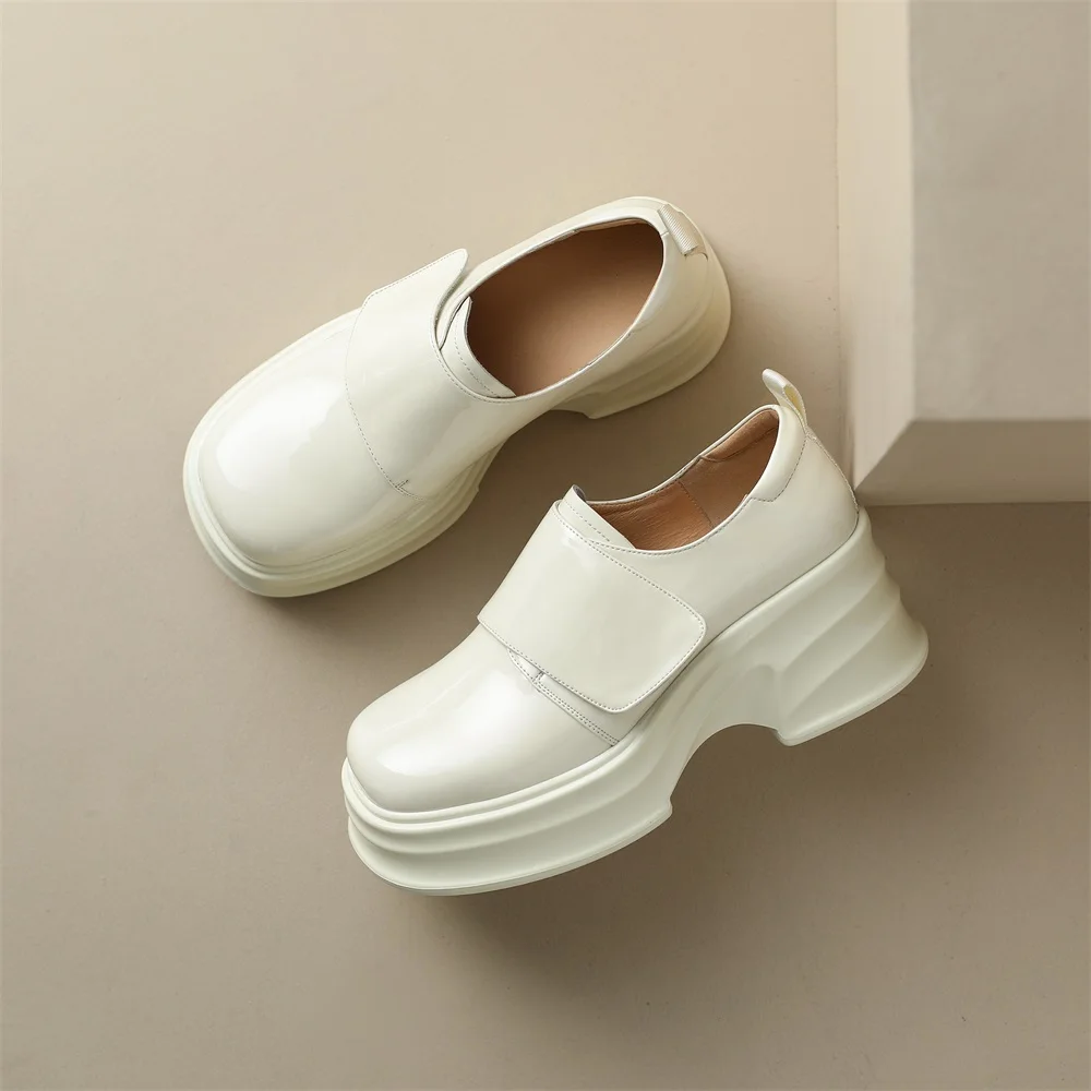 Cialisa Casual Genuine Leather Women Shoes 2023 Spring New Platform Round Toe Black Handmade Loafers Thick Heels Female Footwear