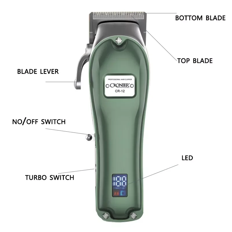 Adjustable cordless professional hair clipper barber full metal hair trimmer for men powerful electric hair cutting machine enlarge