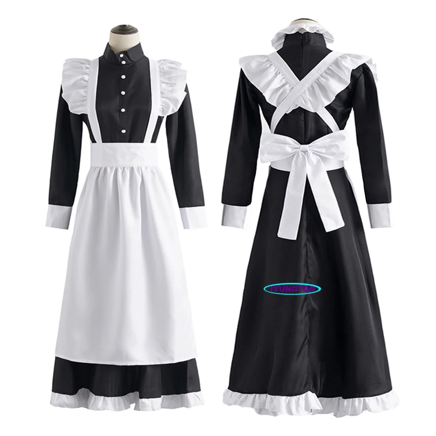 

Женское платье горничной, классическое платье в стиле Лолиты, сексуальные костюмы для косплея, женское платье для кафе, черные и белые длинн...