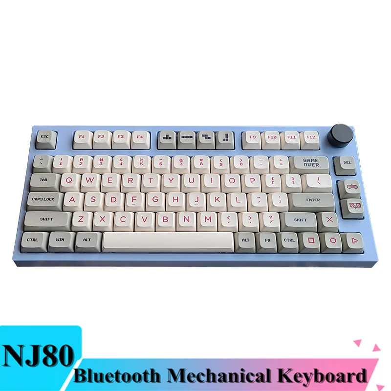 NJ80 Bluetooth Wireless Mechanical Keyboard 2.4G RGB Backlit for PC Hot Swap 4800mAh Battery Gaming Accessories for Laptop Nes