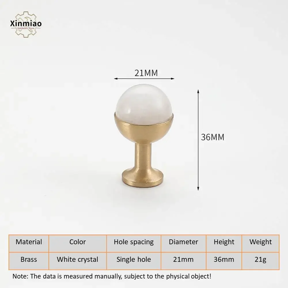 Латунная ручка для мебели, белый камень, скандинавский стиль