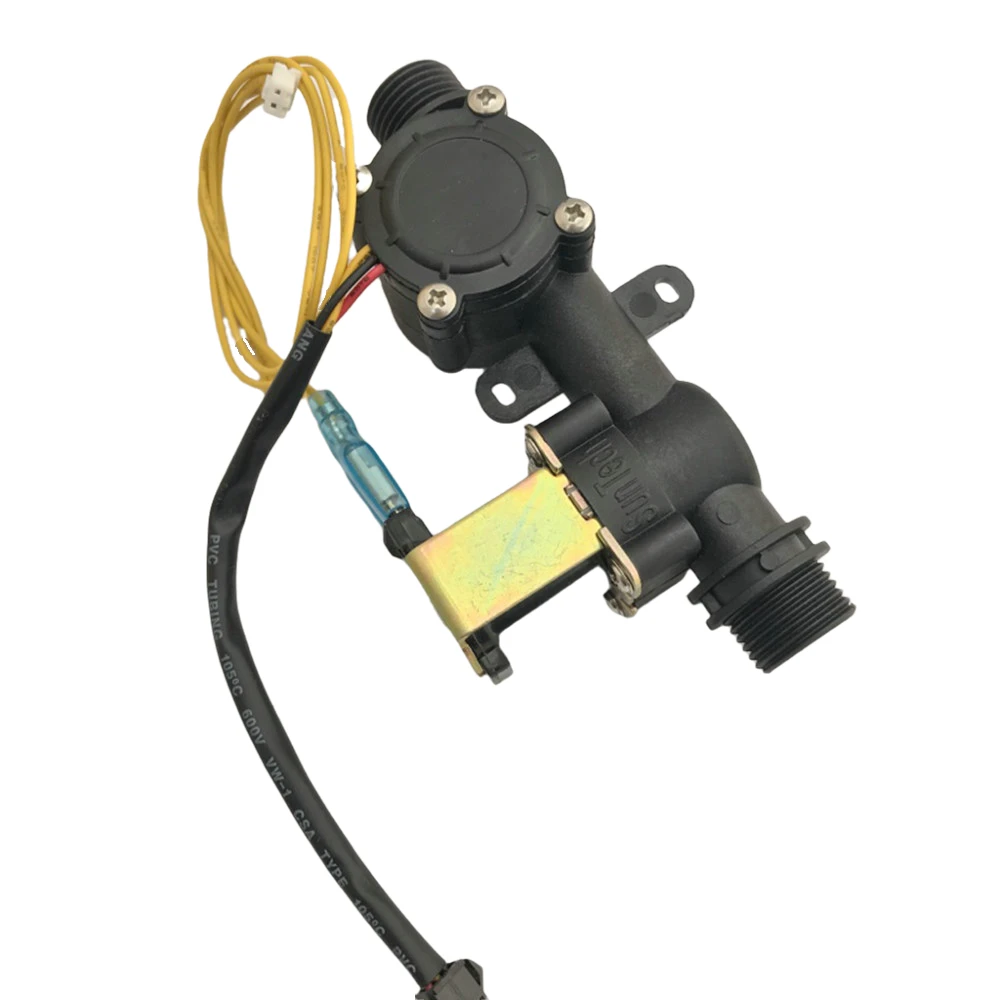 

5-12V G1/2" Hall Water Flow Sensor USN-HS21TX 1-30L/min Flow Meter Flowmeter Combined with 12V Solenoid Valve Integrated