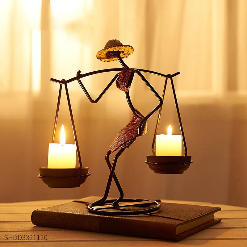 

MOMO Nordic Metal Candlestick Abstract Character Sculpture Candle Holder Decor Handmade Figurines Home Decoration Art Gift