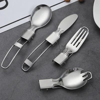 outdoor camping picnic stainless steel spoon tableware camp fork folding camp spoon utensil portable camping cutlery