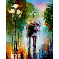gatyztory oil painting by numbers kits for adults 60x75cm frame walking in the rain scenery picture acrylic paint drawing on can