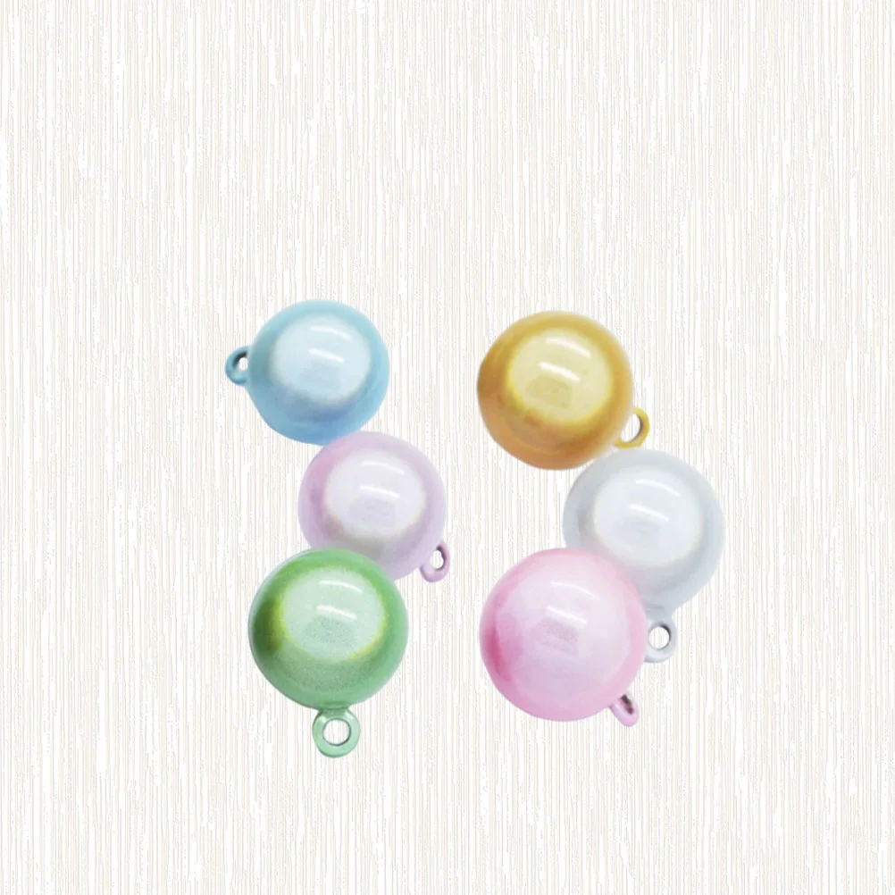 

6 Pcs 17MM Bells Pendant Accessories Round Seal Bright Colored Water Bells Copper Dream Japanese Style Bells Hanging